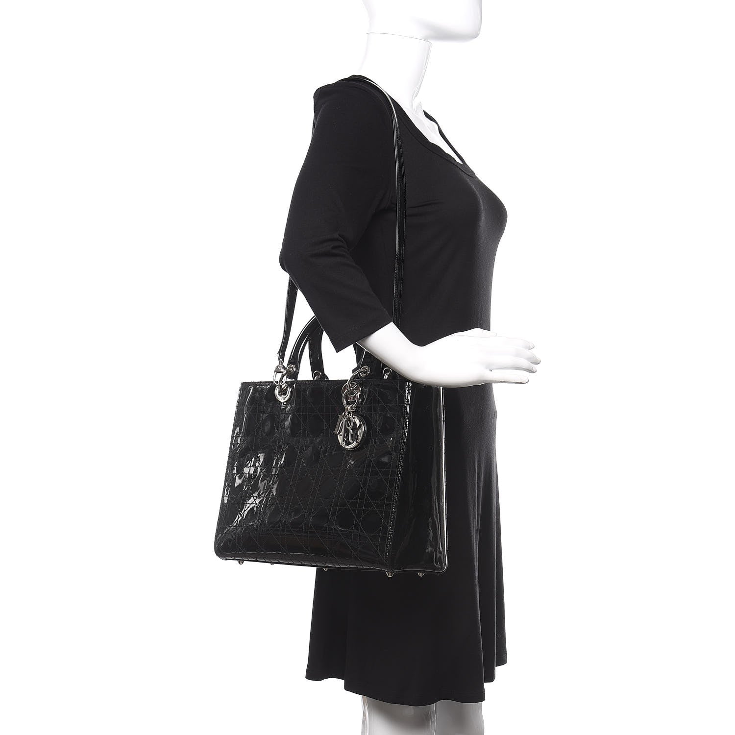 Christian Dior Patent Cannage Stitched Large Lady Dior Black 2 of 9