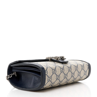 Gucci GG Supreme Monogram Textured Dollar Calfskin Mini Dionysus Chain Wallet Beige Blue 4 of 11