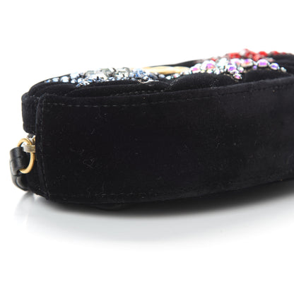 Gucci Velvet Matelasse Crystal Star GG Marmont Belt Bag 85 34 Black 9 of 10