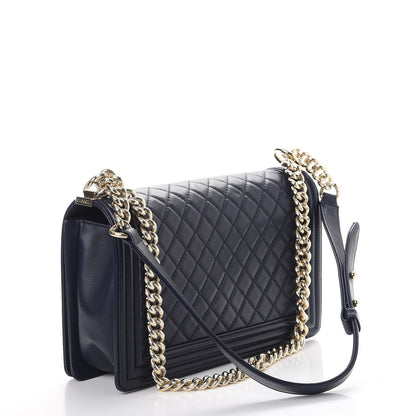 Chanel Lambskin Quilted New Medium Boy Flap Dark Navy 3 of 10
