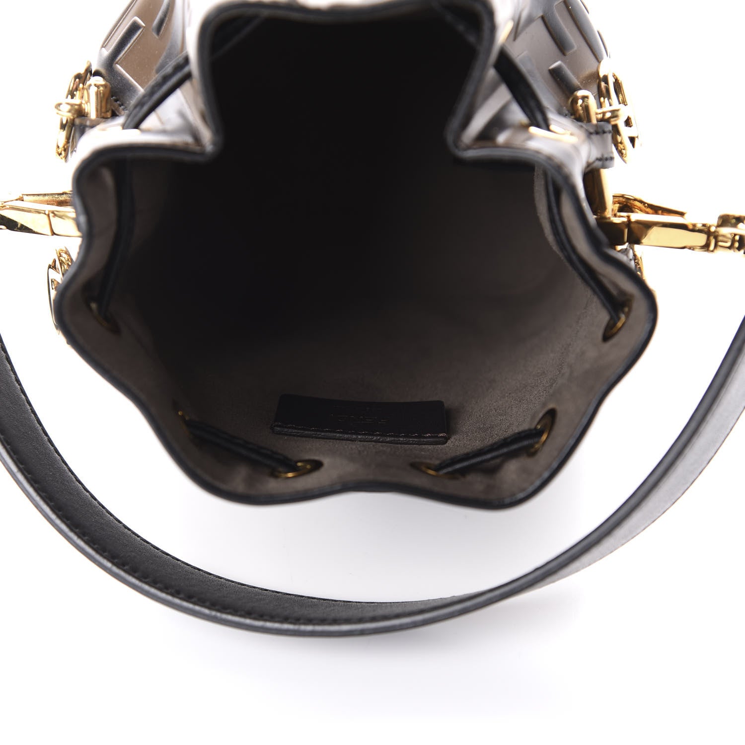 Fendi Vitello Liberty F is Fendi Bi-Color FF 1974 Embossed Mini Mon Tresor Bucket Bag Maya Black 6 of 11