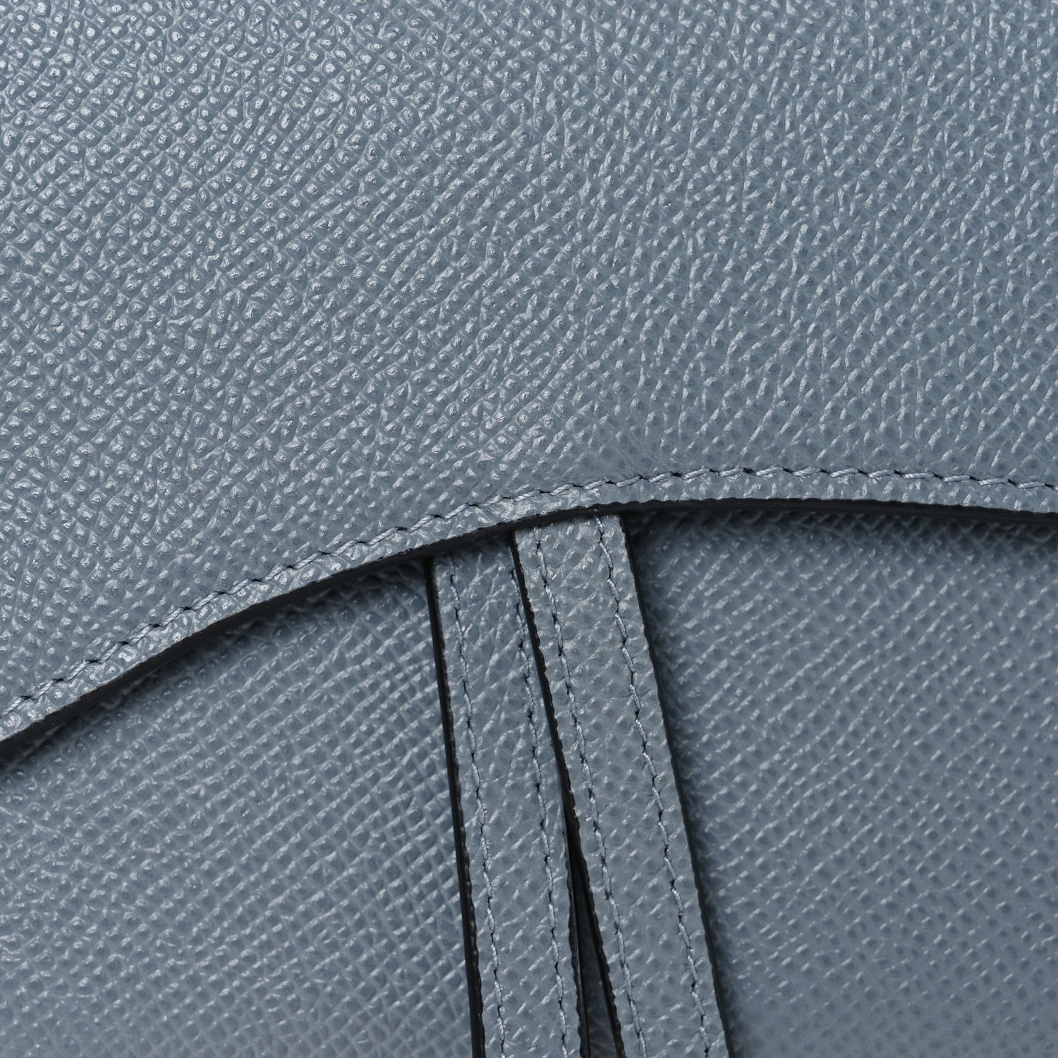 Christian Dior Grained Calfskin Saddle Chain Wallet Pouch Cloud Blue 9 of 13