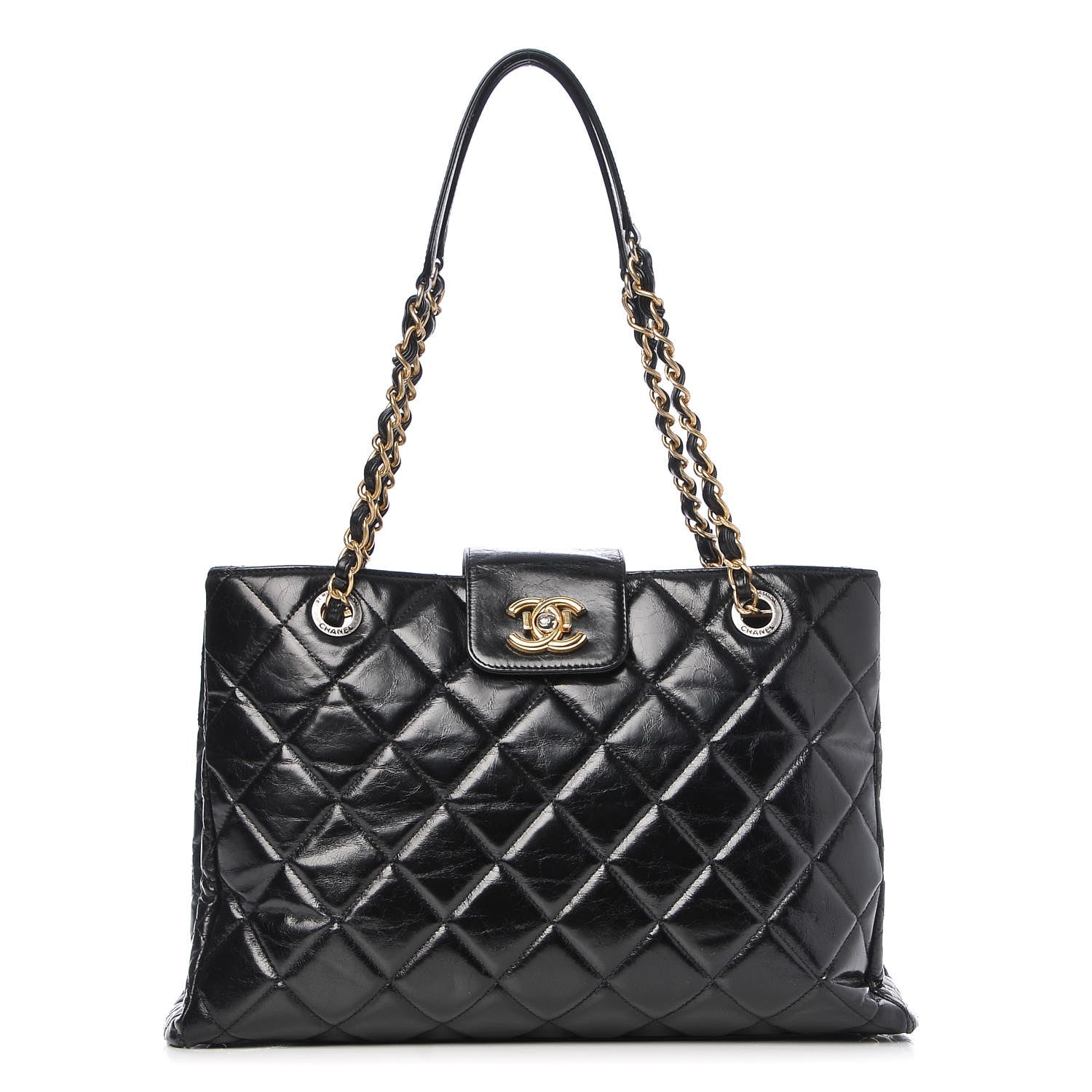 Chanel Glazed Calfskin Quilted Tote Black 1 of 13