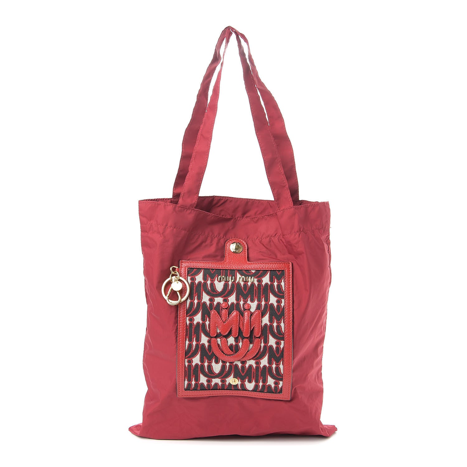 Miu Miu Nylon Logo Shopping Tote Red 1 of 10