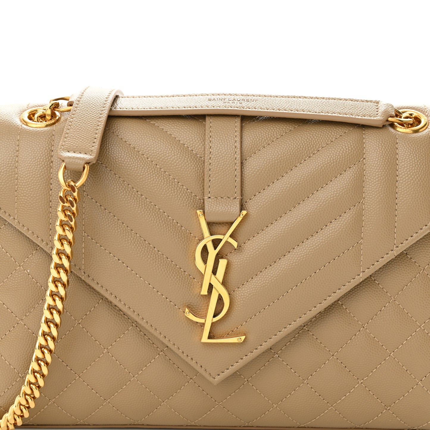 Grain De Poudre Textured Mixed Matelasse Medium Triquilt Monogram Satchel Dark Latte
