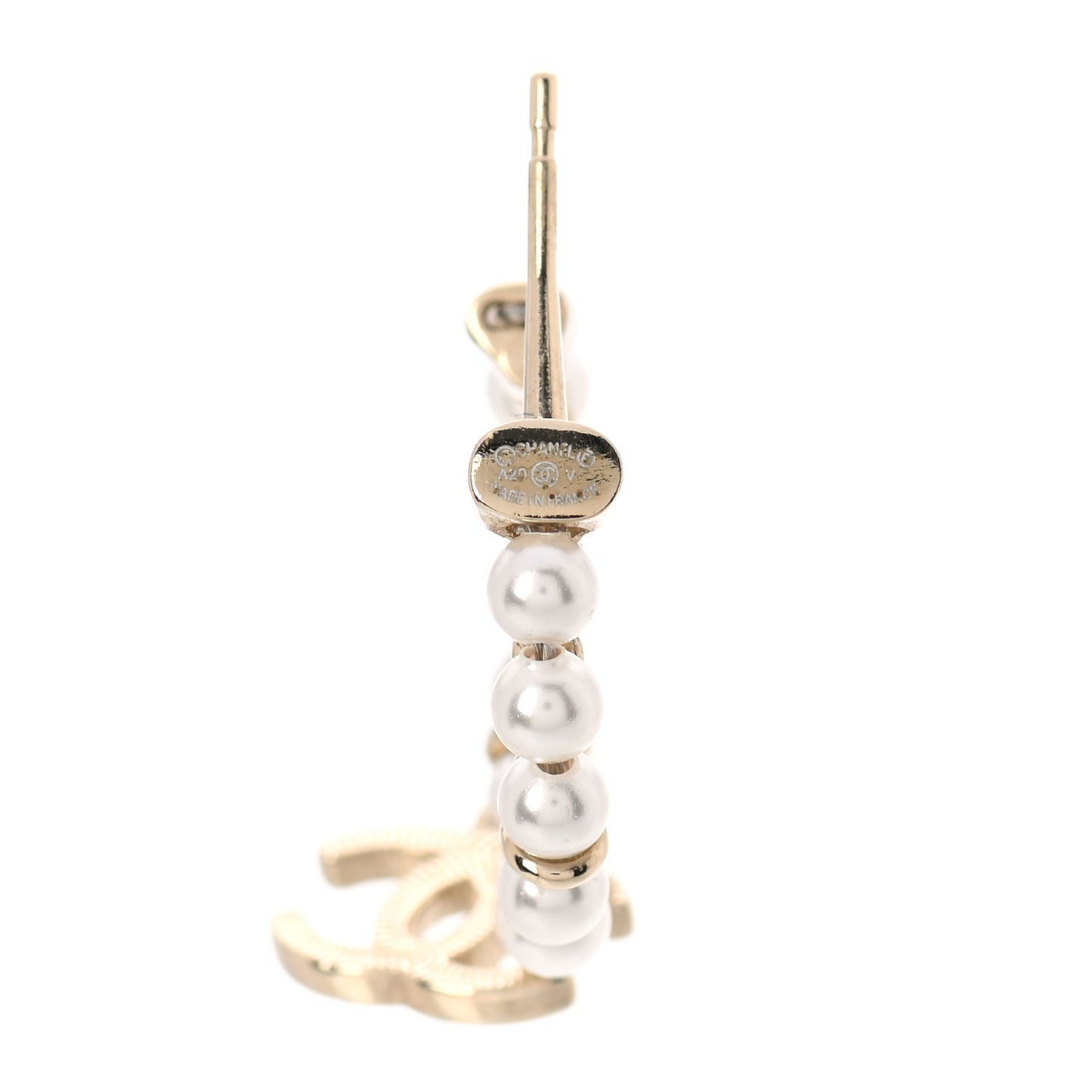 Pearl Charms CC Hoop Earrings Gold