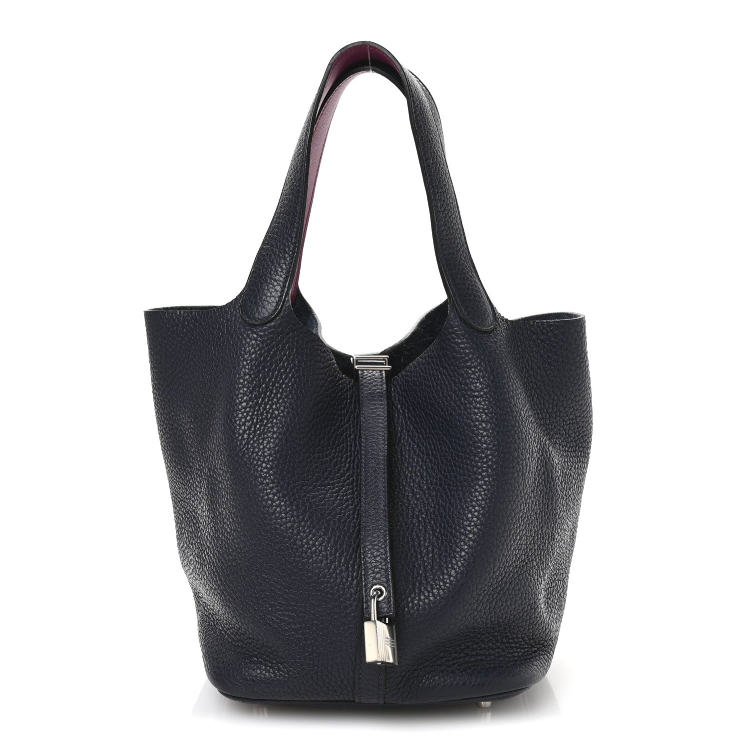 Hermes Taurillon Clemence Swift Eclat Picotin Lock 22 MM Bleu Nuit Rose Pourpre 1 of 12
