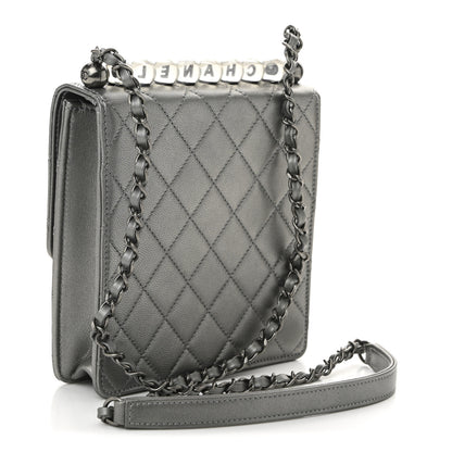 Chanel Metallic Goatskin Quilted Chic Pearls Flap Silver 3 of 11
