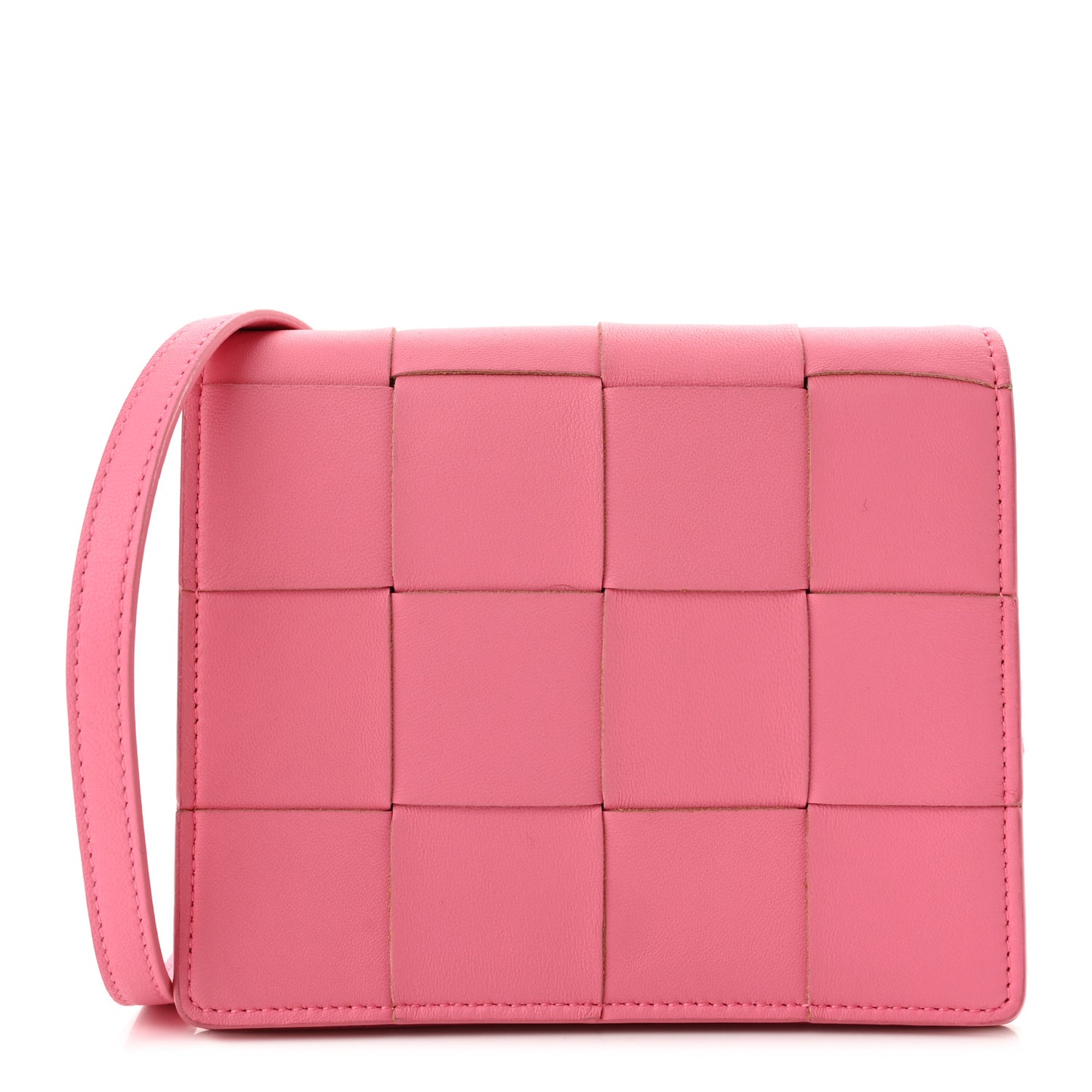 Lambskin Maxi Intrecciato Mini Cassette Crossbody Bag Pink