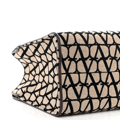 Valentino Garavani Toile Iconographe Goatskin Le Troisieme Shopping Bag Naturale Black Fondant 11 of 17