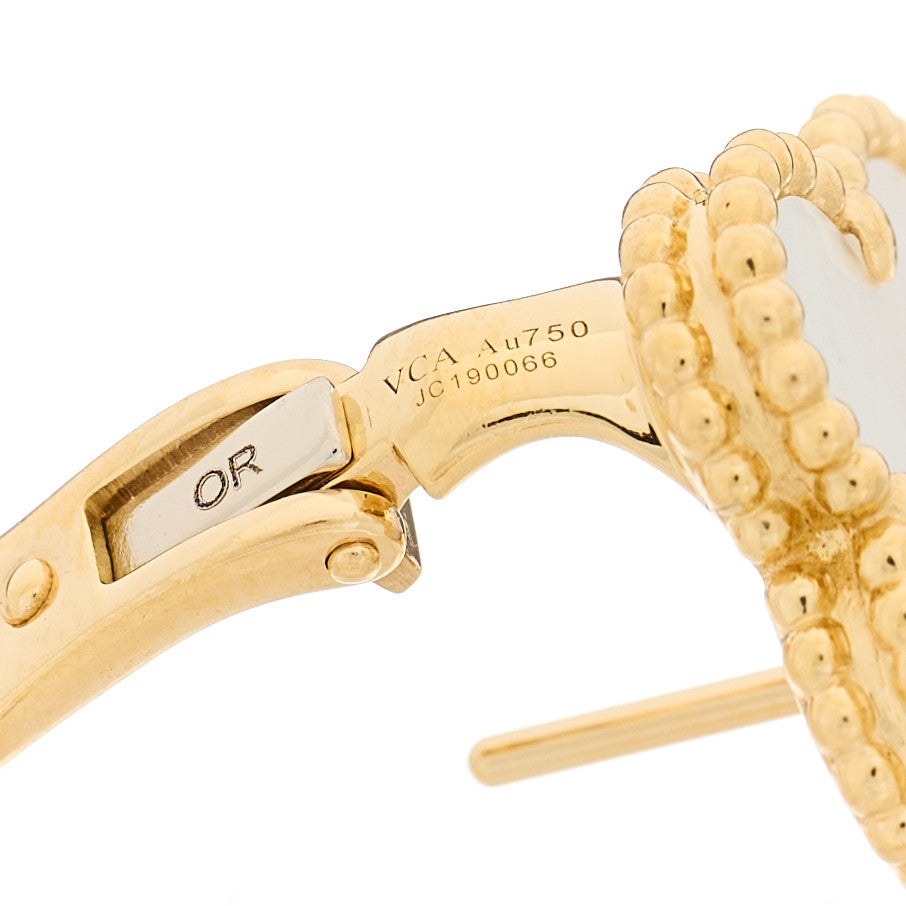 18K Yellow Gold Mother of Pearl Vintage Alhambra Earrings