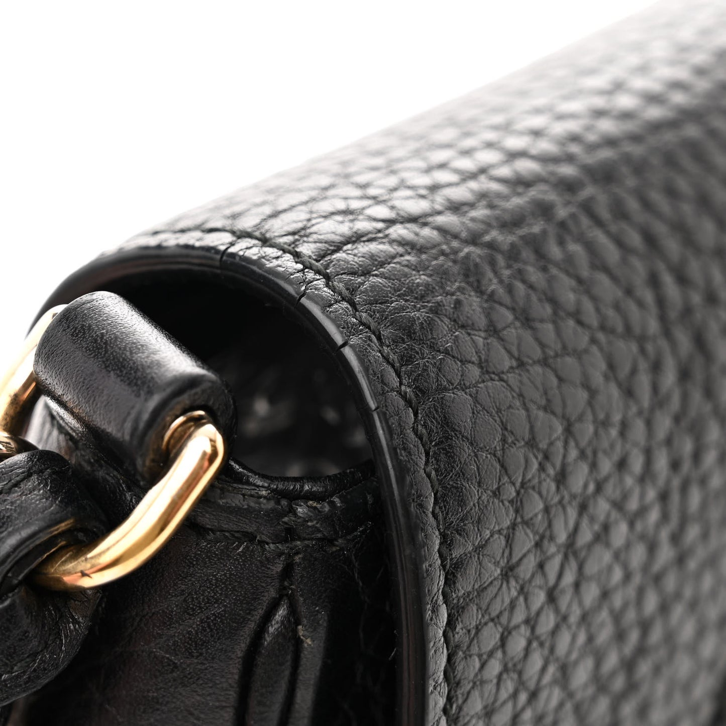 Pebbled Calfskin Small Soho Flap Crossbody Black