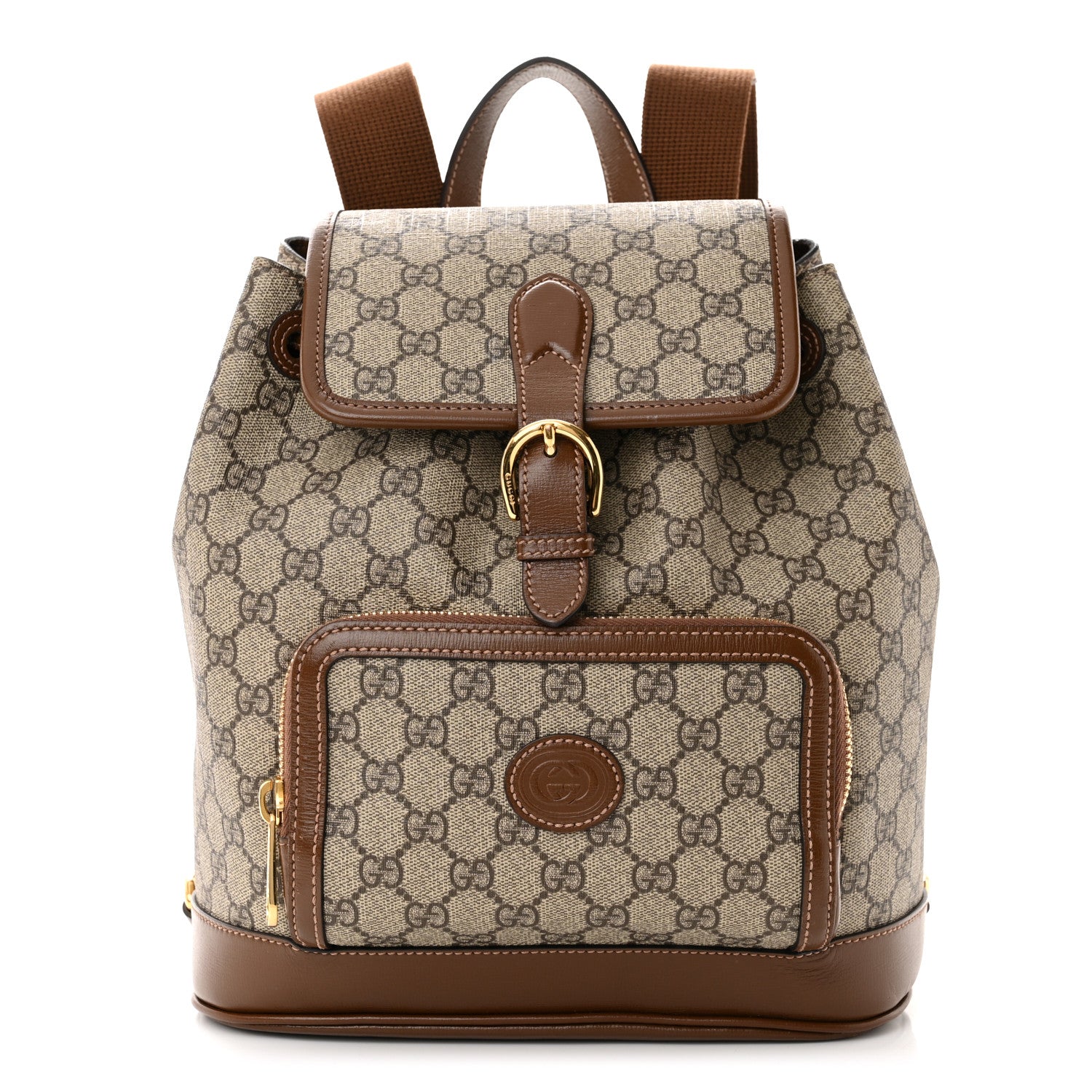 Gucci GG Supreme Monogram Azalea Calfskin Retro Interlocking G Buckle Backpack Beige Ebony Brown Sugar 1 of 9