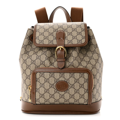 Gucci GG Supreme Monogram Azalea Calfskin Retro Interlocking G Buckle Backpack Beige Ebony Brown Sugar 1 of 9