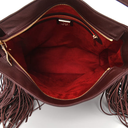 Christian Louboutin Empire Calf Spikes Fringe Eloise Hobo Bordeaux 5 of 12