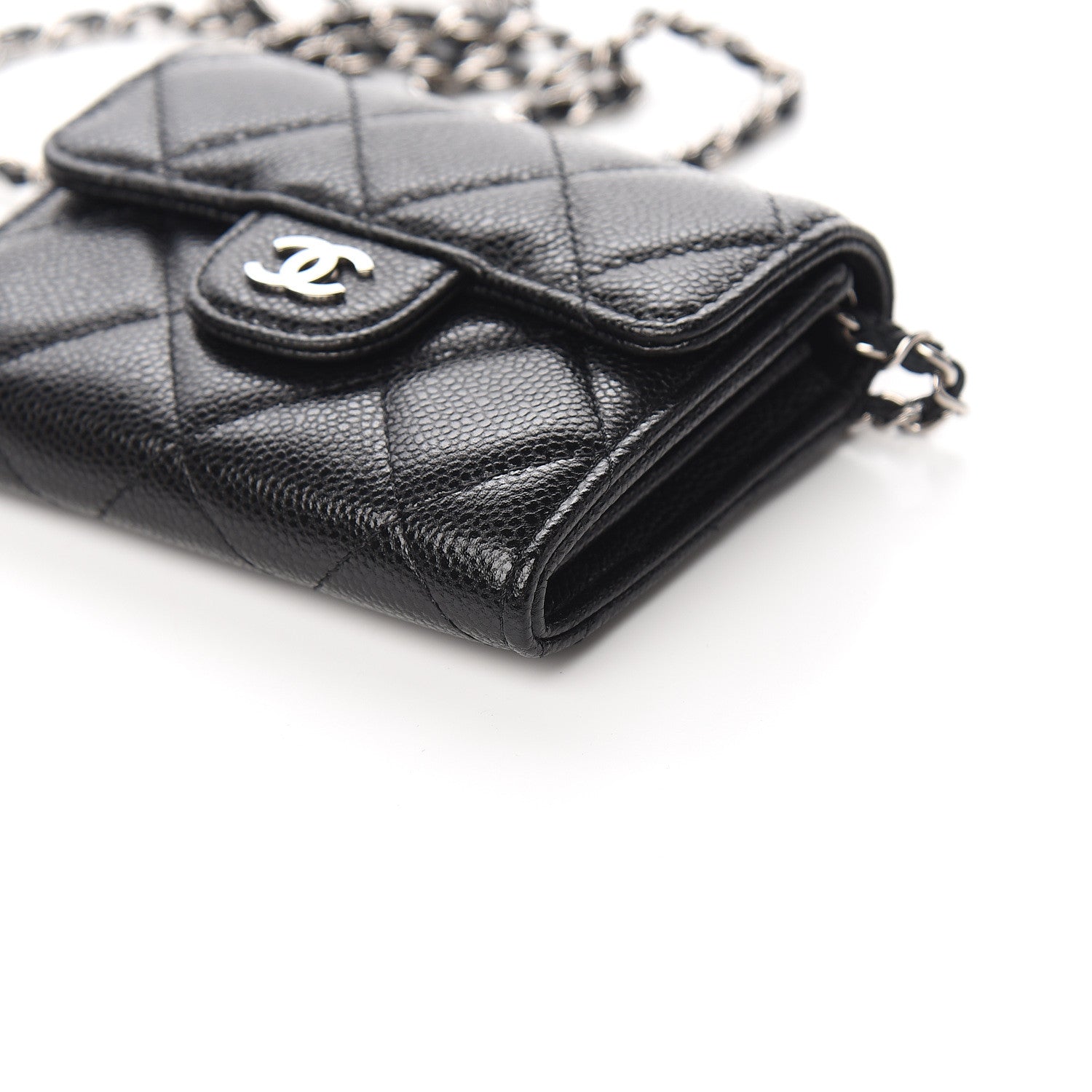 Chanel Caviar Quilted Flap Card Holder On Chain Black 9 of 10