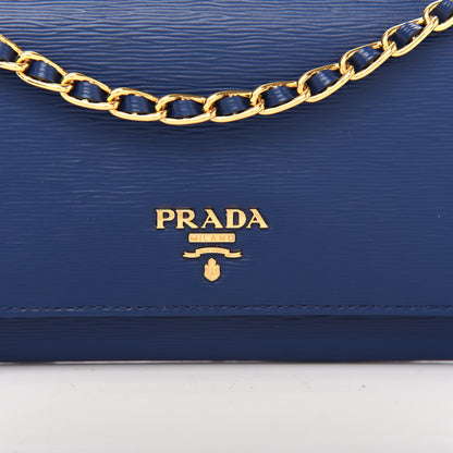 Prada Vitello Move Chain Wallet Bleuette 9 of 10