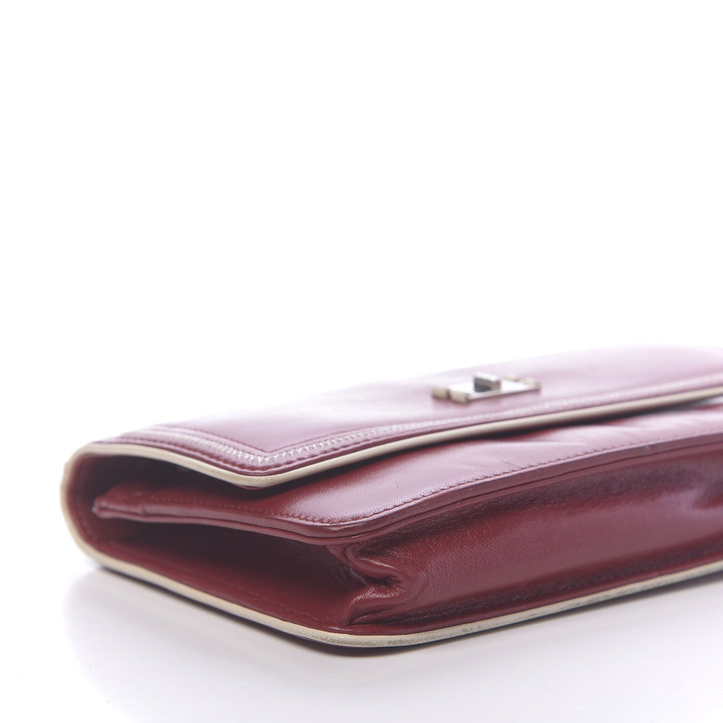 Lambskin Mademoiselle Wallet On Chain WOC Dark Red