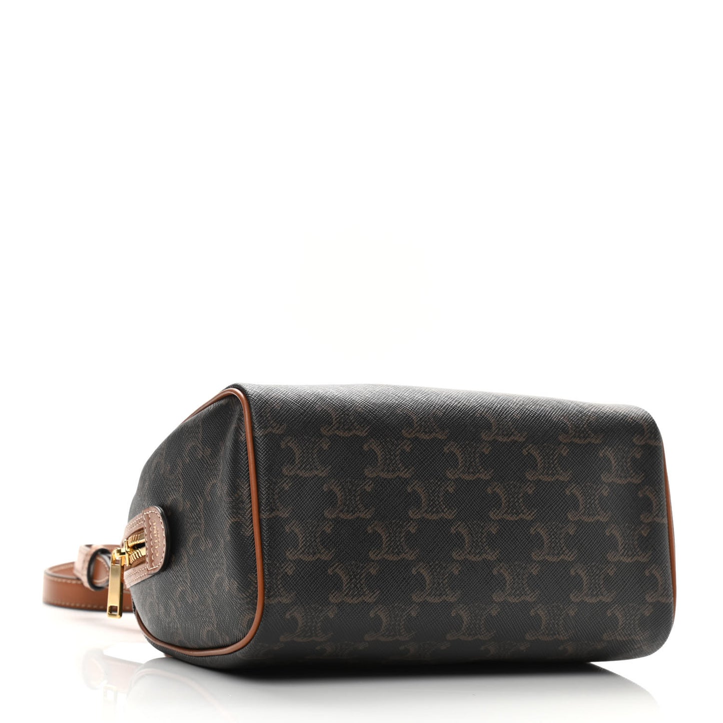 Triomphe Canvas Calfskin Mini Boston Bag Tan