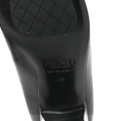 Chanel Lambskin Cap Toe CC Pumps 39 Black 6 of 8