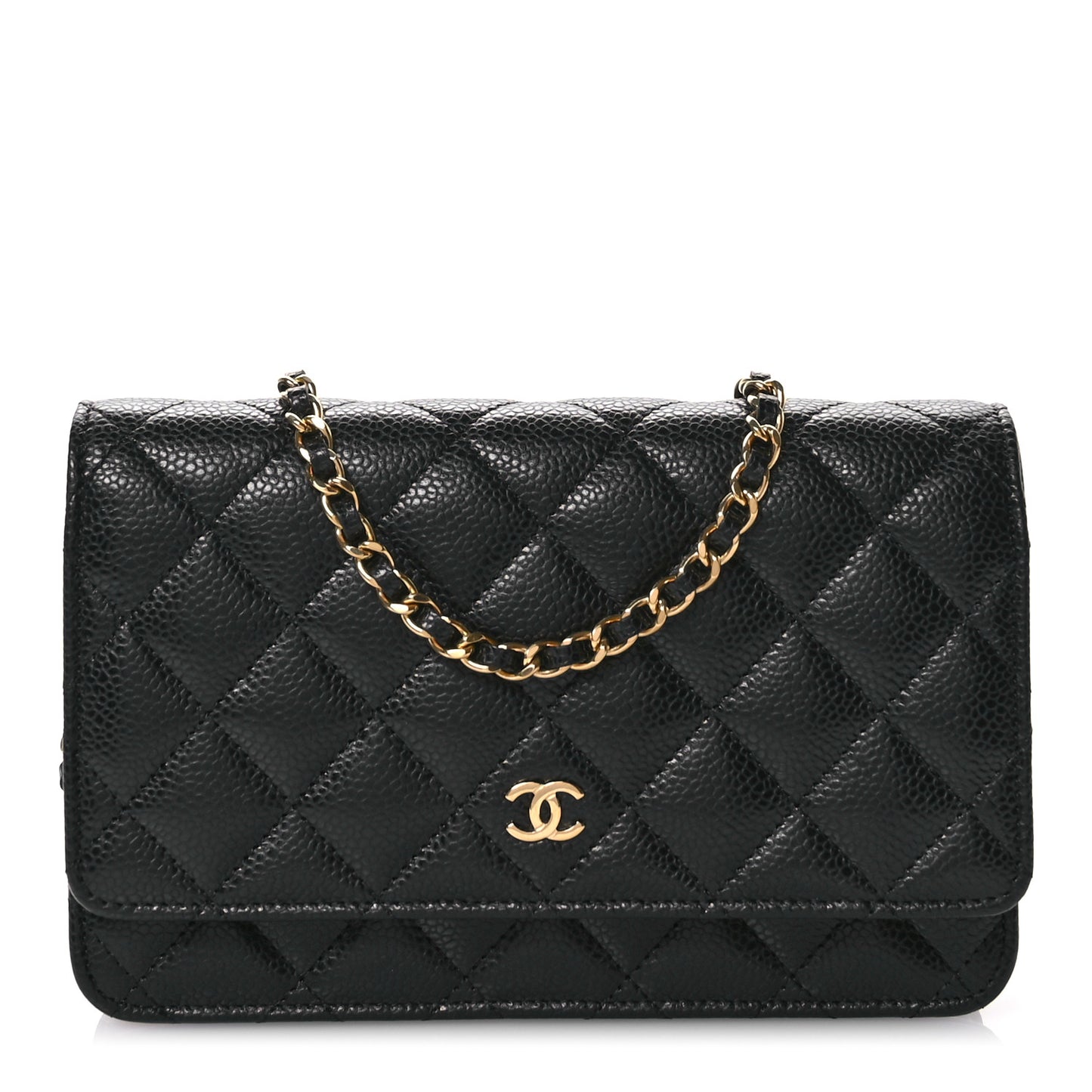Caviar Quilted Wallet on Chain WOC Black