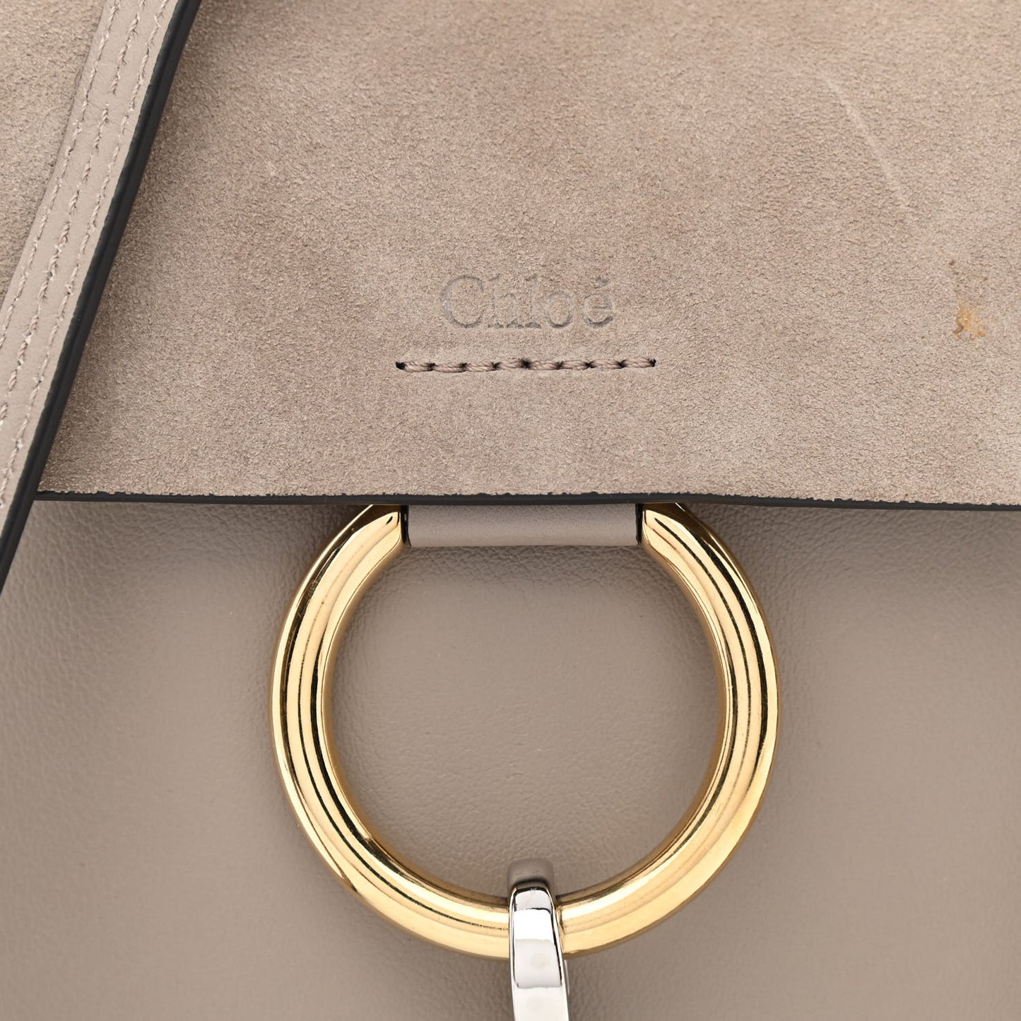 Suede Calfskin Mini Faye Bracelet Bag Motty Grey
