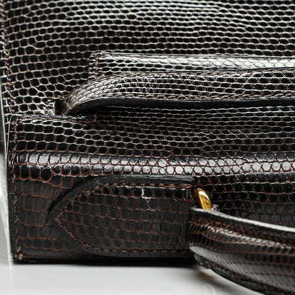 Hermes Shiny Lizard Kelly 28 Havane 9 of 20