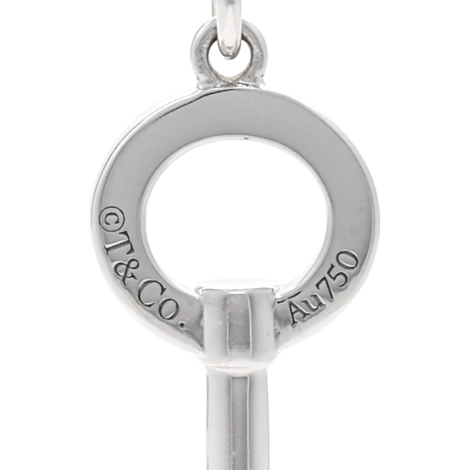 Tiffany 18K White Gold Diamond Modern Keys Round Open Key Pendant Necklace 4 of 5