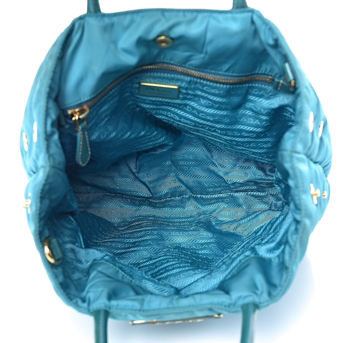 Tessuto Nylon Quilted Tote Turchese