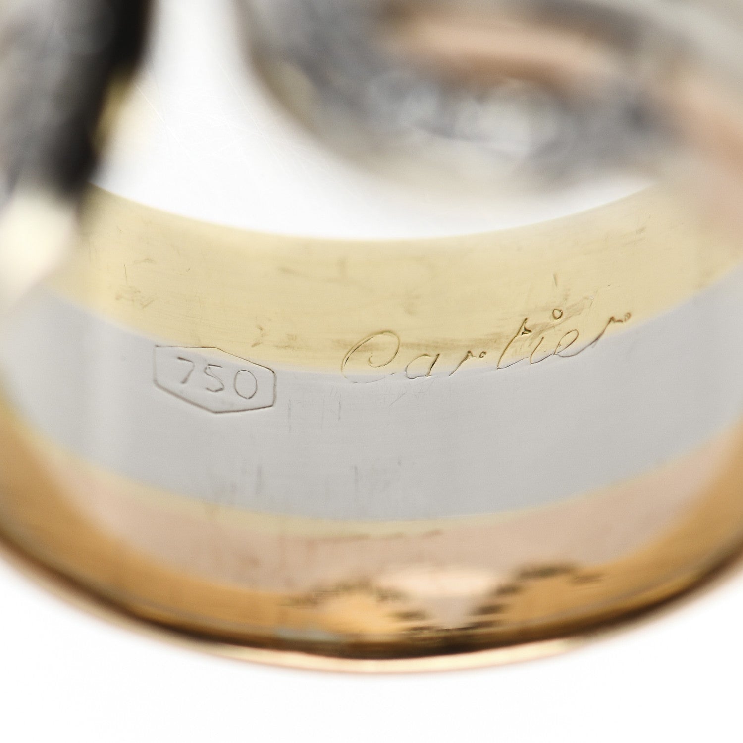 Cartier 18K Pink Yellow White Gold Diamond 13mm C De Cartier Ring 49 4.75 4 of 6