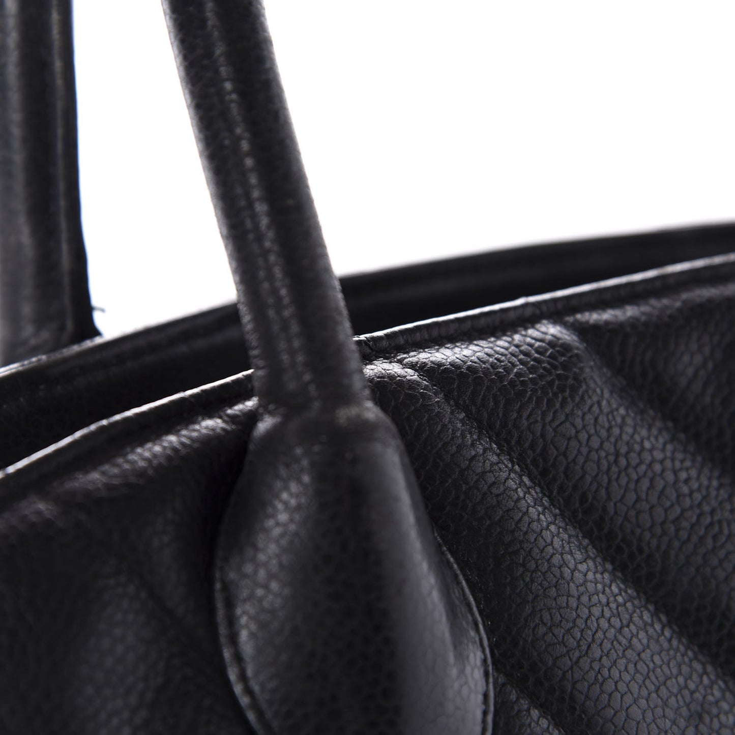 Caviar Chevron Top Handle Bag Black