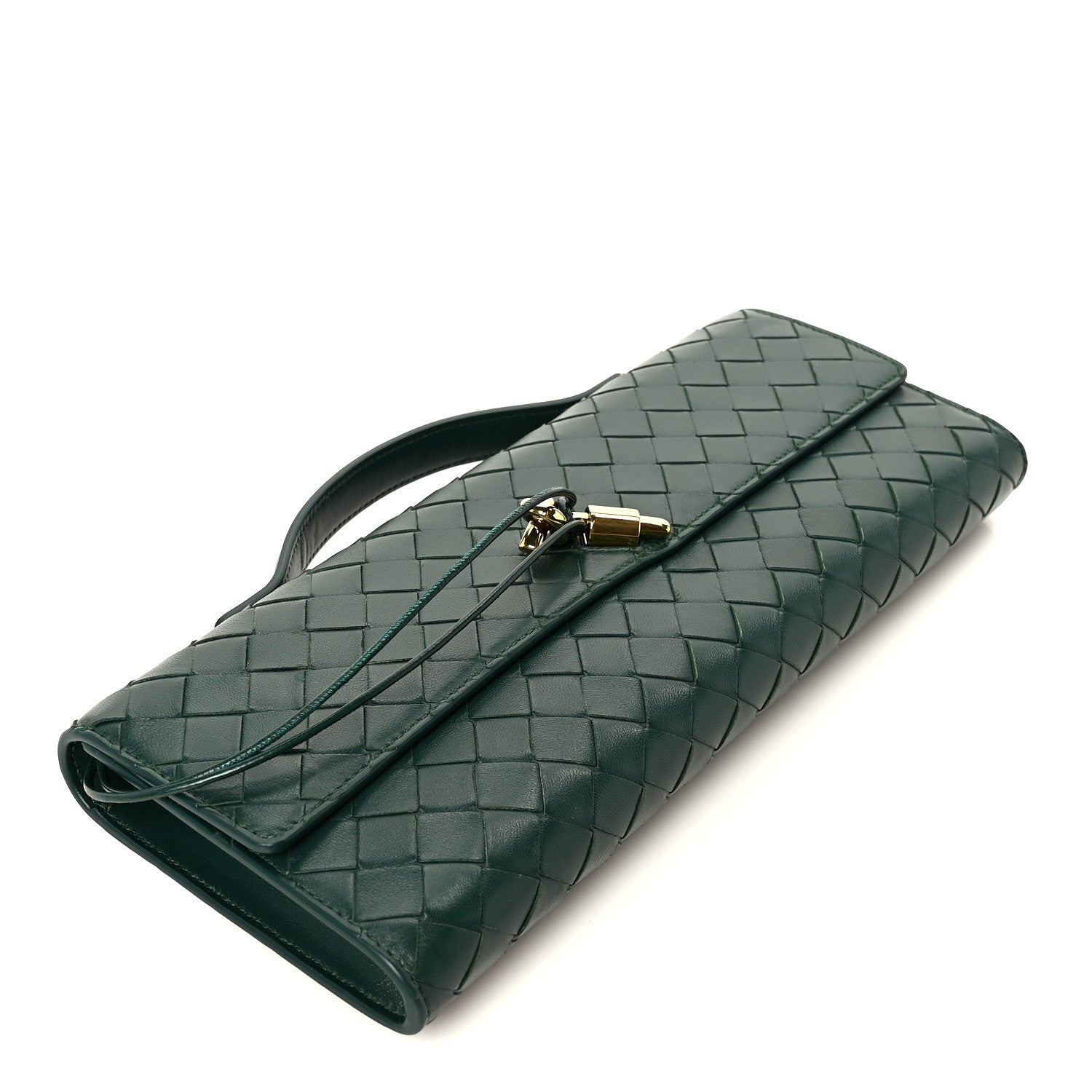Bottega Veneta Nappa Intrecciato Long Andiamo Top Handle Clutch Emerald Green 4 of 9