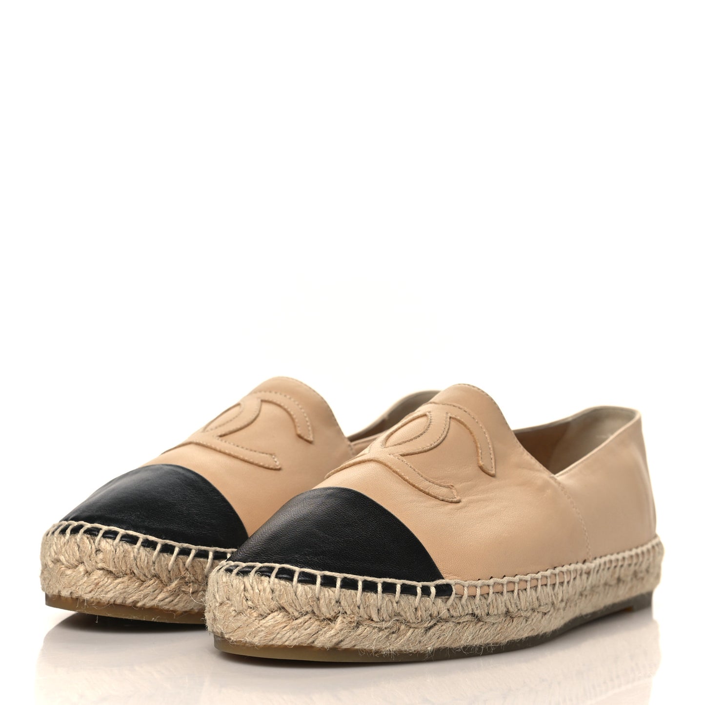 Lambskin CC Espadrilles 40 Beige Black