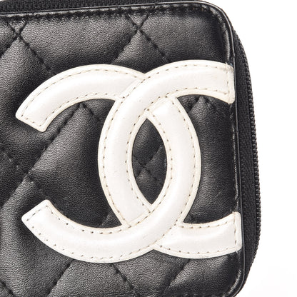 Chanel Calfskin Quilted Cambon Zip Around Makeup Pouch Black White 12 of 13