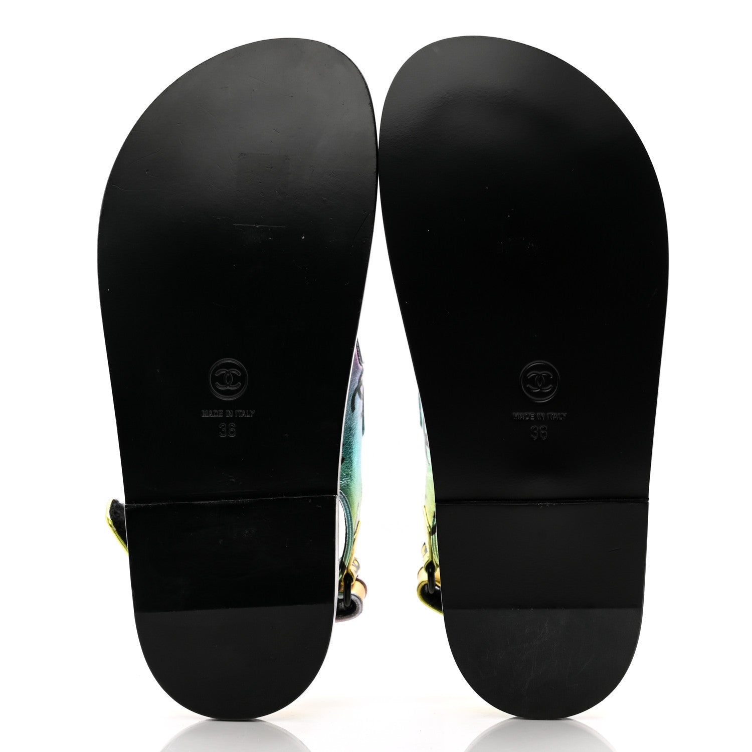 Chanel Laminated Lambskin Printed CC Dad Sandals 36 Multicolor Black 4 of 9
