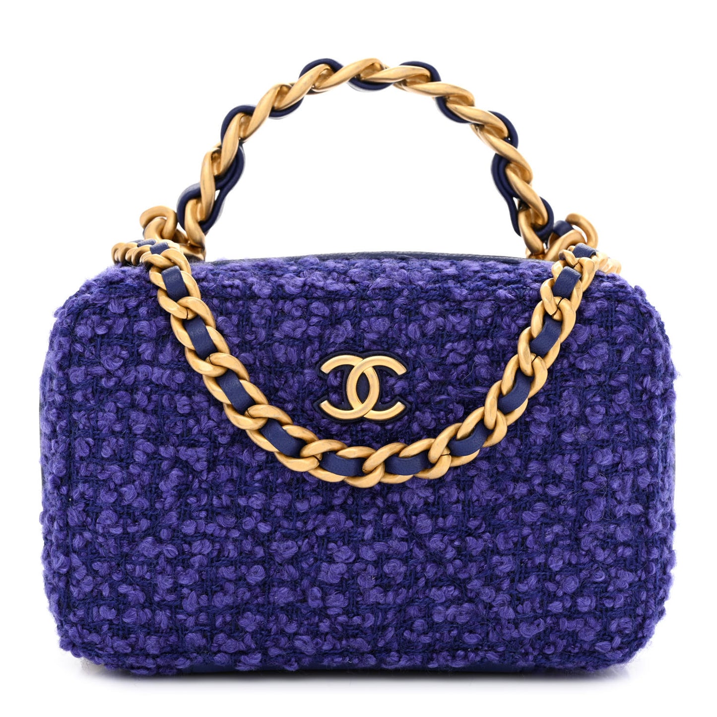 Tweed Top Handle Vanity Case Purple