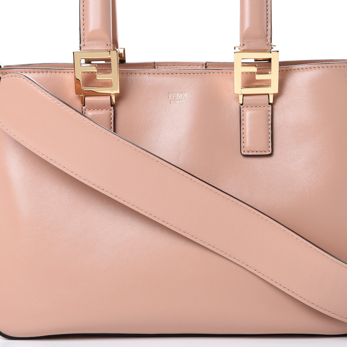 Vitello Glacier Small FF Tote Rosa Bourbon