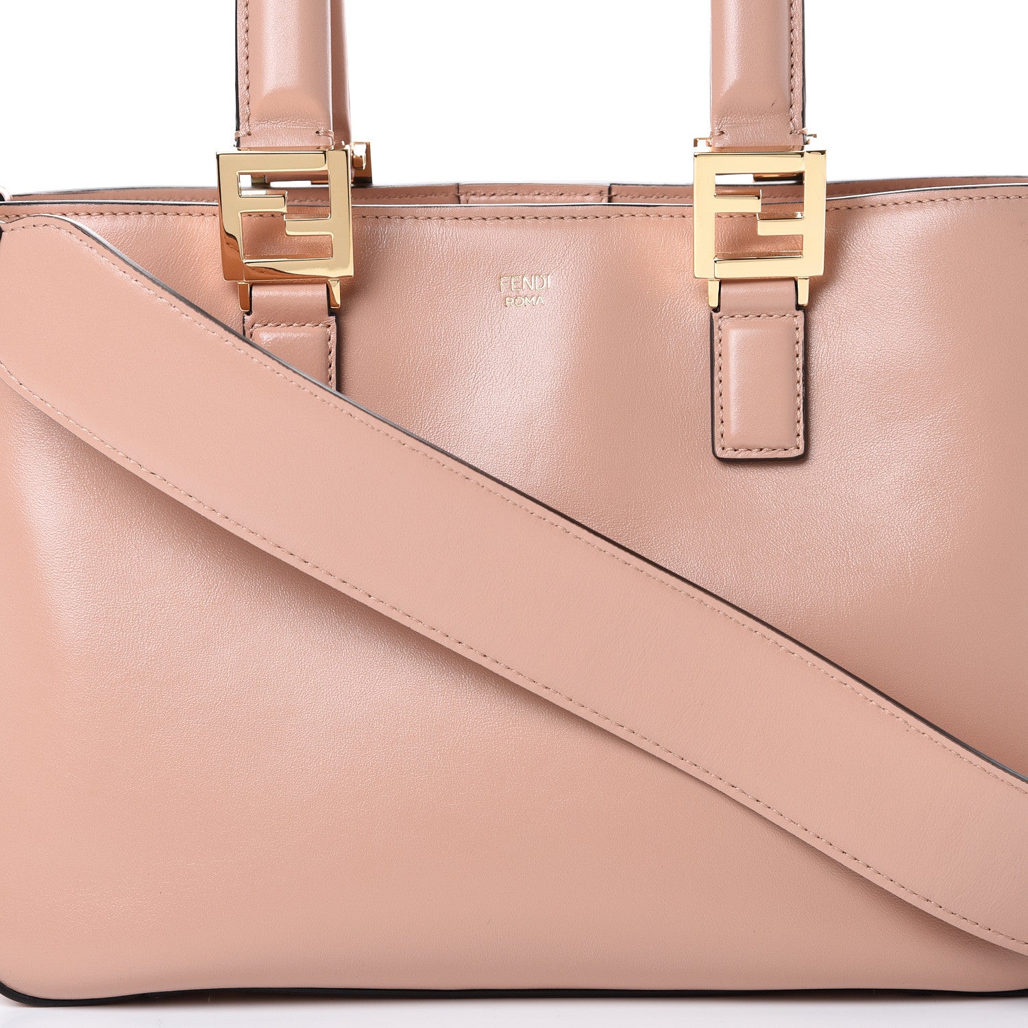 Fendi Vitello Glacier Small FF Tote Rosa Bourbon 7 of 9