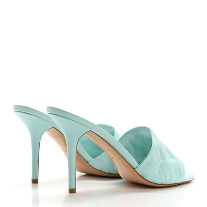 Louis Vuitton Lambskin Embossed Monogram Revival High Heel Mules 40 Light Blue 4 of 12
