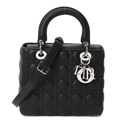 Christian Dior Grained Calfskin Cannage Medium Lady Dior Black 1 of 10