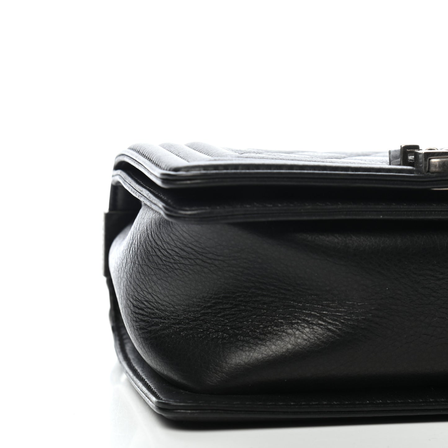Calfskin Quilted Small Boy Flap Black