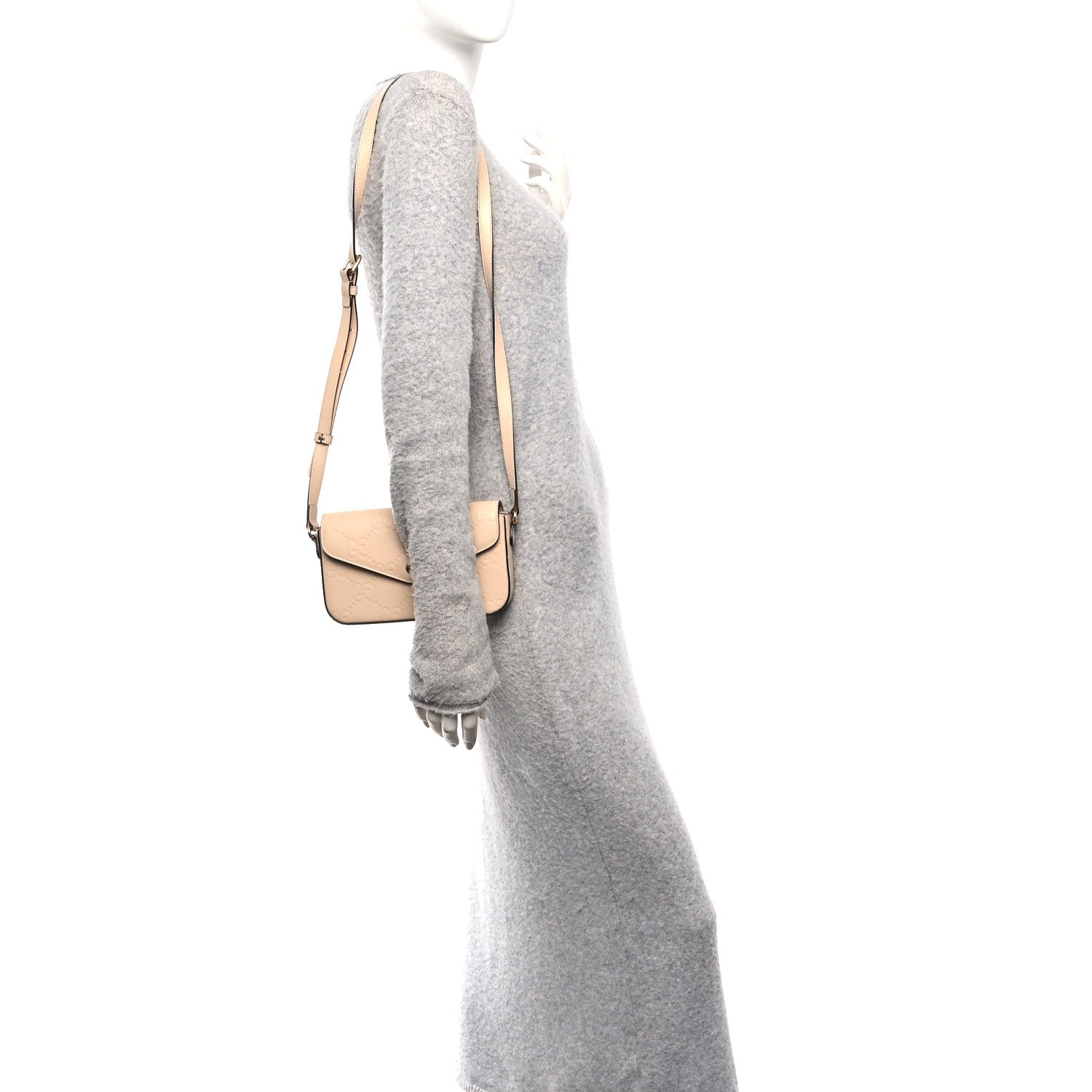 Gucci Calfskin GG Super Mini Shoulder Bag Beige 2 of 12