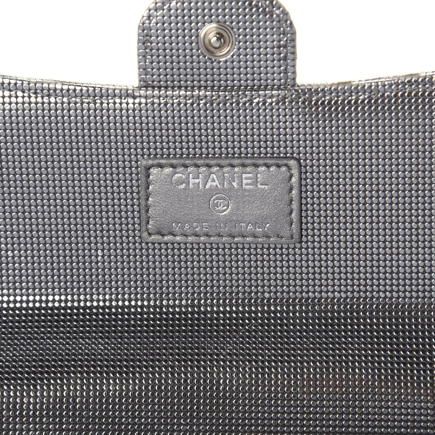 Metallic Calfskin Quilted Pixel Effect Large Flap Wallet Silver
