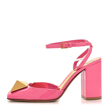 Valentino Garavani Patent One Stud Ankle Strap 90mm Block Heel Pumps 36.5 Feminine Pink 1 of 8