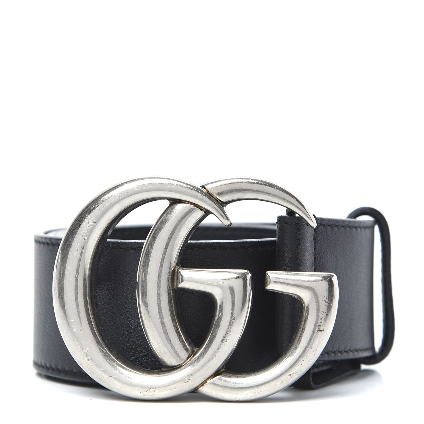 Moon Calfskin Nickel Double G 40mm Belt 85 34 Black