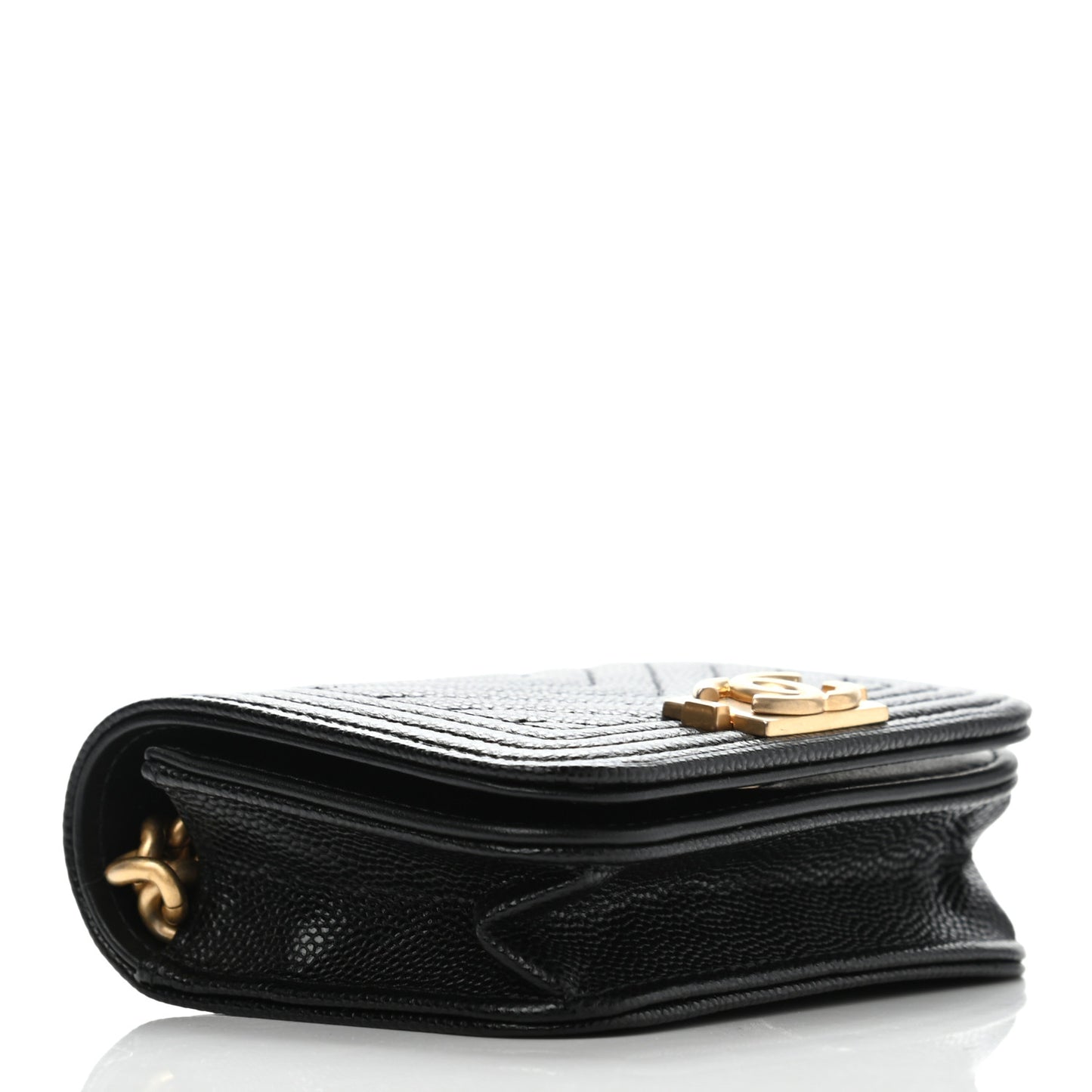 Caviar Chevron Quilted Boy Flap Waist Belt Bag Black