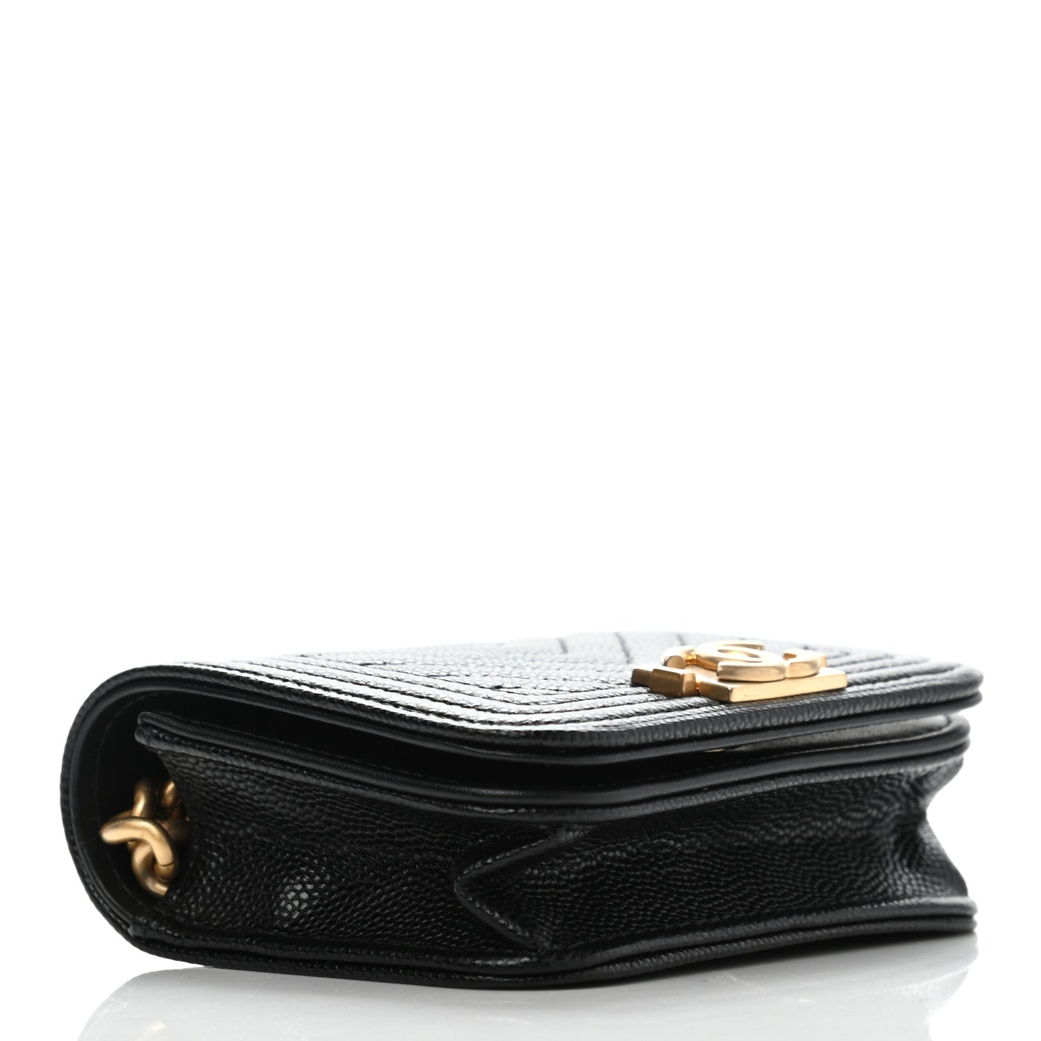 Chanel Caviar Chevron Quilted Boy Flap Waist Belt Bag Black 3 of 11