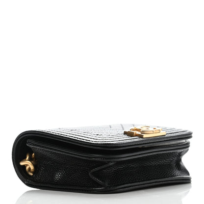 Chanel Caviar Chevron Quilted Boy Flap Waist Belt Bag Black 3 of 11
