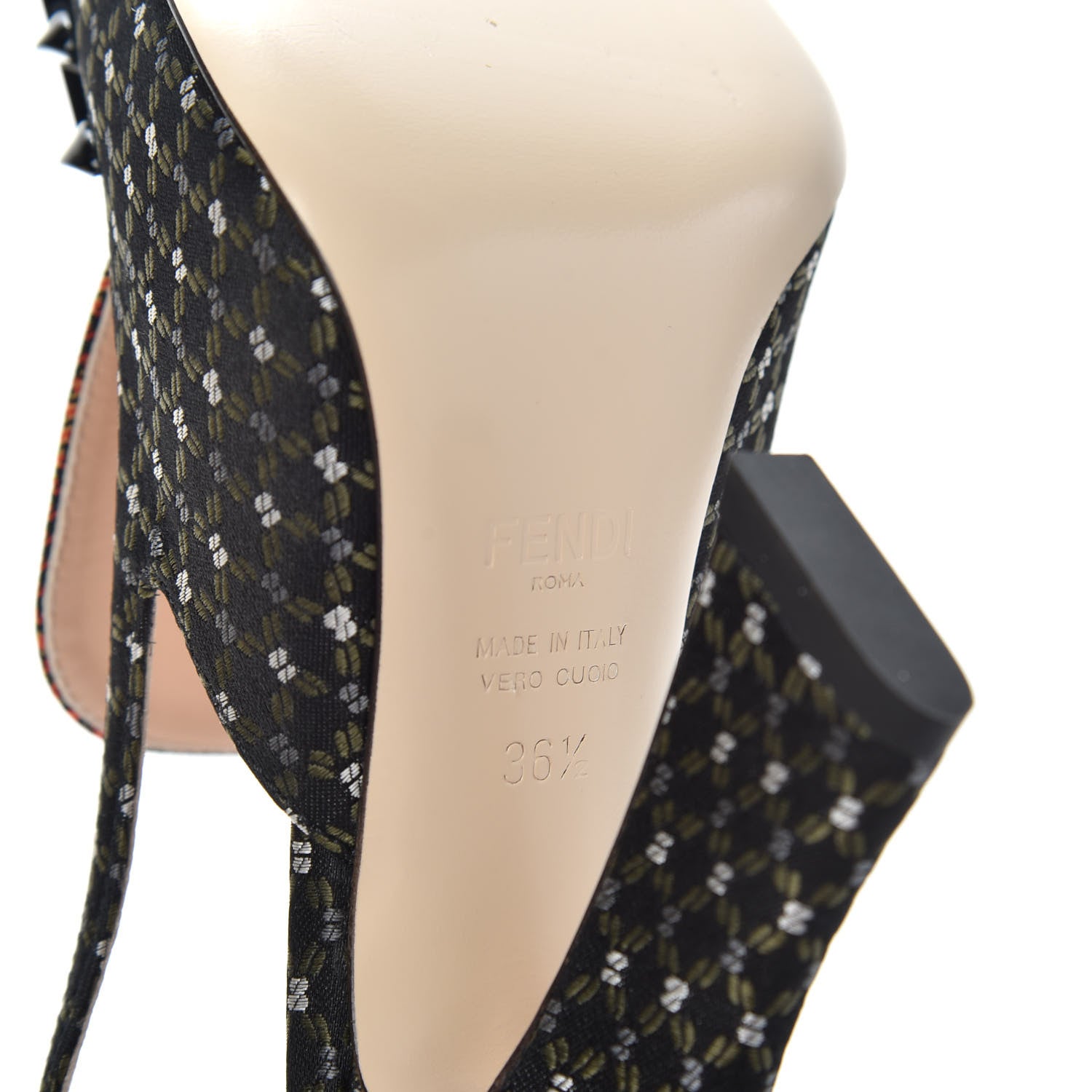 Fendi Fabric Jacquard Ffreedom Slingback Pumps 38.5 9 of 10