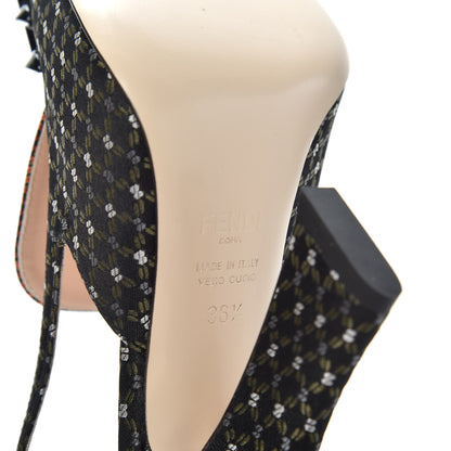 Fendi Fabric Jacquard Ffreedom Slingback Pumps 38.5 9 of 10